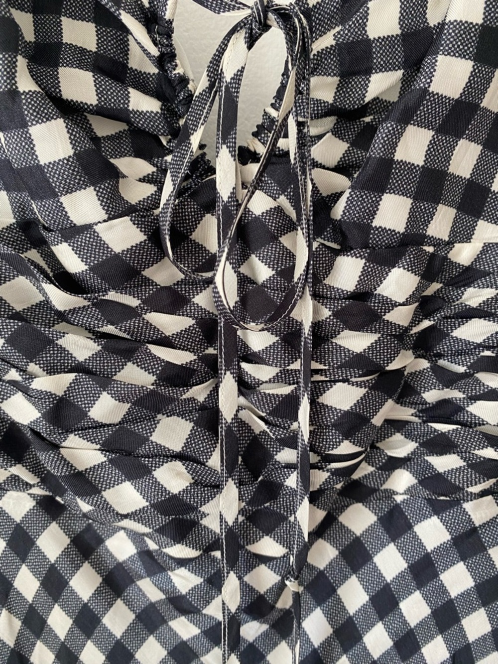 J. Crew Collection NWTs Silk Tie Neck Cap Sleeve Maxi Dress Gingham size 4 Black - Picture 12 of 13